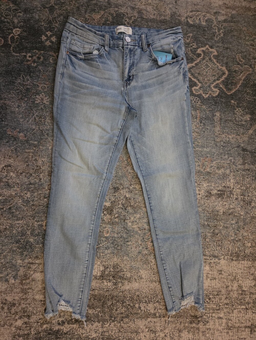 BKE Payton Mid Rise Ankle Skinny Jeans Size 29 Distressed Raw Step Hem